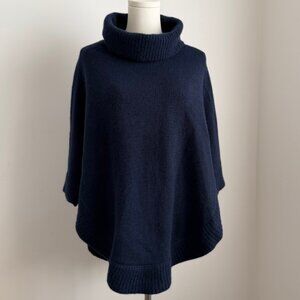 The Cashmere Project Poncho Sweater Navy Turtleneck Oversized Size S Fits L